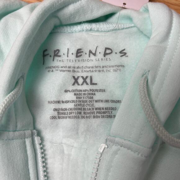 Friends Junior's Mint Green Long Sleeve Hoodie - Juniors Size XXL - NWT - Picture 2 of 6